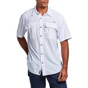 Magellan Outdoors Men's Laguna Madre Short Sleeve Fishing Shirt White Medium